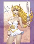  1girl blonde_hair female female_only ryan_kinnaird_(artist) she-ra solo sword weapon 