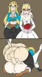 androgynous blonde_hair crossdressing donkaqq earrings femboy futanari futanari_on_male green_eyes link pointy_ears princess_zelda the_legend_of_zelda trap wedding wedding_dress wife_and_wife yellow_eyes you_gonna_get_raped