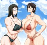 2girls bikini chequita eyepatch jormungand multiple_girls muscular_female muslces nakatomo sofia_valmer