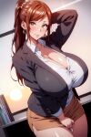 1girl ai_generated azuma_hisato big_ass big_breasts brown_eyes brown_hair cheating cheating_wife himawari_wa_yoru_ni_saku huge_breasts mature mature_female milf netorare ntr takeda_hiromitsu voluptuous_female