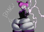 1girl 1girl ass ass_cleavage ass_expansion ass_focus big_ass big_ass bottom_heavy bubble_ass bubble_butt butt_crack butt_expansion cellulite clothing dat_ass dc_comics ear_piercing fat_ass fat_butt female_only grey_skin huge_ass huge_ass jinx large_ass large_butt looking_at_viewer looking_back meaty_ass meaty_butt olerito panties piercing pink_hair stockings teen_titans thick_ass thick_thighs wide_hips