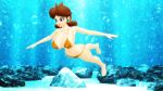 1girl 1girl 1girl 3d barefoot big_breasts big_breasts bikini blue_eyes breasts brown_hair crown earrings female_only freediving lavells-enterprise mario_(series) nintendo ocean orange_bikini orange_swimsuit princess_daisy short_hair solo_female super_mario_bros. super_mario_bros. swimming swimsuit tomboy underwater