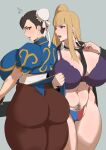 2022 2_girls big_ass big_ass big_breasts blush blush_lines capcom chun-li colored colored_sketch dat_ass flat_colors grabbing_clothing huge_ass huge_ass huge_breasts huge_thighs kolin kunaboto long_hair pantyhose pubic_hair short_hair sketch street_fighter thick thick_ass thick_thighs thigh thigh_clothes thighs venus_body wip