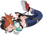 ass bdsm bondage bound digimon digimon_tamers female gag gradient gradient_background makino_ruki rika_nonaka solo