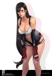 alluring battle_damage big_breasts cleavage female final_fantasy final_fantasy_vii leaning_forward pop-lee tifa_lockhart torn_clothes