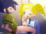 black_hair blonde_hair blue_eyes bob_cut bubbles_(ppgz) buttercup_(ppgz) futanari green_eyes handjob kaoru_matsubara magical_girl miyako_gotokuji multiple_girls powerpuff_girls_z twintails