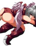  1girl all_fours ass bad_id blush boots censored doggystyle final_fantasy final_fantasy_tactics head_wings headwings leotard leotard_aside looking_back lowres mosaic_censoring narura open_mouth penis red_eyes sex silver_hair solo solo_focus thigh_boots thigh_high_boots thighhighs top-down_bottom-up ultima ultima_(fft) vaginal wings 