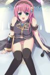 1girl bad_id green_eyes hairband highres long_hair luka_megurine megurine_luka no_panties peeing pepe pepe_(pixiv) pink_hair pussy solo tanuxu thighhighs uncensored vocaloid