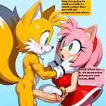 ai_generated amy_rose green_eyes miles_"tails"_prower mobian_(species) tagme yellow_fur