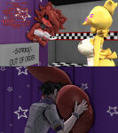 1boy 2girls animatronic anthro chica_(fnaf) chiku fazclaire's_nightclub female fexa five_nights_at_freddy's foxy_(fnaf) grabbing_ass licking male mikumikudance mmd night_guard_(fnaf) silverteam2017