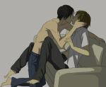 2boys artist_request black_hair brown_hair closed_eyes couple duo french_kiss kissing love male/male male_only multiple_boys open_mouth romantic romantic_couple yaoi