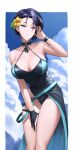 1girl 1girl 1girl 2d 2d_(artwork) absurd_res adjusting_hair alluring alternate_costume athletic athletic_female bare_arms bare_shoulders belt big_breasts big_breasts black_one-piece_bikini black_swimsuit blue_belt blue_hair blue_one-piece_swimsuit blue_sky bracelet breasts casual_one-piece_bikini choker cleavage clothed clothed_female clothing cloud day female_only fire_emblem fire_emblem:_three_houses fire_emblem_heroes flower goth goth_girl gothic hair_flower hair_ornament high_res human human_only intelligent_systems light-skinned_female light_skin looking_at_viewer nintendo official_alternate_costume one-piece_bikini parted_lips purple_eyes questionable realistic_proportions shamir_nevrand shamir_nevrand_(summer) short_hair shou_illust sky solo_female standing swimsuit thighs tomboy white_border yellow_flower
