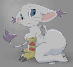 1girl bandai_namco big_ass breasts claws digimon female gatomon gloves huge_ass kerolu nude solo thicc thick_thighs wide_hips