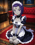 1girl ai_generated dc_comics elryusam female kneel maid rachel_roth raven_(dc) solo tagme teen_titans warner_brothers