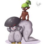 angry annoyed chokaa crossover dark-skinned_male dark_skin doom-shroom_(pvz) from_behind fungy interracial male plants_vs_zombies size_difference splatoon tr_yithaz