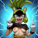 1girl ai_generated female furry idw_publishing lifted_clothing polverrati punk showing_off solo sonic_the_hedgehog_(comics) sonic_the_hedgehog_(idw) sonic_the_hedgehog_(series) surge_the_tenrec topless