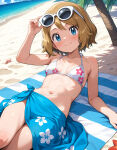 1girl ai_generated bikini elryusam female floral_print nintendo pokemon serena_(pokemon) solo sunny tagme