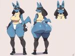1girl ai_generated ass big_ass breasts fundoshi fundoshilover101 game_freak huge_ass lucario nintendo pokemon tabi_socks