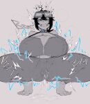 1girl 2025 alternate_version_available big_breasts big_breasts black_hair drooling electric_shock electricity electrocuted electrocution electrostimulation grace_howard gritting_teeth high_res high_res high_resolution hoyoverse huge_breasts krekk0v massive_breasts mihoyo orgasm pussy saliva shocked sketch squirting squirting_orgasm testicles_clench thick_thighs zenless_zone_zero