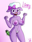 1girl belly breasts cute furry happy_tree_friends lammy_(htf) lechugansfw mr._pickels_(htf) pickle pink_nose pussy reference_image sheep white_hair