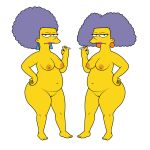 2girls barefoot breasts feet female jerichokain94 medium_breasts navel nipples nude patty_bouvier pussy selma_bouvier sisters the_simpsons