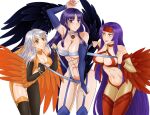 1girl 3_girls abs alluring alternate_costume altina_(fire_emblem) annoyed athletic_female bare_shoulders big_breasts big_breasts blue_eyes cleavage female_abs fire_emblem fire_emblem:_path_of_radiance fire_emblem:_radiant_dawn fit_female grin intelligent_systems leenvidia long_hair micaiah_(fire_emblem) nintendo purple_hair sanaki_kirsch_altina silver_hair smile teasing transparent_background wings yellow_eyes