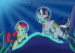 2girls apple_bloom apple_bloom_(mlp) caluriri earth_pony equine female females friendship_is_magic hasbro my_little_pony nude pony skinny_dipping swimming underwater zebra zecora zecora_(mlp)