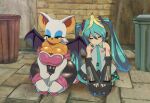 ai_generated miku_hatsune miku_hatsune mobian_(species) rouge_the_bat sonic_the_hedgehog_(series) street tagme