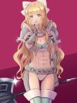 1girl 1inuinuinui1 abs armor athletic_female axe battle_axe bikini_armor blonde_hair blunt_bangs bow charlotte_(fire_emblem) female_abs fire_emblem fire_emblem_fates fit_female hair_bow high_res holding holding_axe intelligent_systems nintendo pauldrons shoulder_armor wavy_hair weapon white_bow