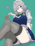 1girl ass big_ass big_breasts blue_eyes breasts drawlab33t heart izayoi_sakuya kissing looking_at_viewer maid maid_outfit maid_uniform one_eye_closed open_mouth sakuya_izayoi thick_thighs thighs touhou wink