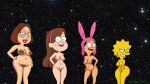 4girls arms_between_legs bald_pussy big_ass big_breasts bob's_burgers family_guy gravity_falls hand_on_hip large_areolae lisa_simpson lisalover louise_belcher mabel_pines meg_griffin pubic_hair red_lips smiling_at_viewer stars the_simpsons wide_hips