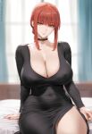 1girl ai_generated braid chainsaw_man curvy curvy_female curvy_figure dress long_hair makima_(chainsaw_man) red_hair