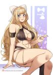 1girl 1girl 1girl absurd_res alluring artist_name big_breasts blonde_hair blue_eyes blunt_ends charlotte_(fire_emblem) criss-cross_halter deliciousbra deliciousbrain female_only fire_emblem fire_emblem_fates hair_ribbon halterneck harem_outfit high_res intelligent_systems long_hair looking_at_viewer meme_attire nail_polish navel nintendo ribbon smile thighs white_ribbon yomorio_lingerie
