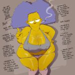 1girl 20th_century_fox 20th_century_studios alternate_version_available big_breasts breasts chubby chubby_female cigarette cleavage female grey_hair huge_breasts panties pokachu pubic_hair selma_bouvier solo the_simpsons thick_thighs voluptuous voluptuous_female wide_hips yellow-skinned_female yellow_skin