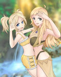 2_girls adapted_costume alluring alternate_costume asymmetrical_docking big_breasts bikini_shorts black_bikini black_swimsuit blue_eyes commission female female_only fire_emblem fire_emblem_awakening fire_emblem_fates grandmother_and_granddaughter grey_eyes hayato_stuff intelligent_systems lissa_(fire_emblem) long_hair nintendo ophelia_(fire_emblem) sarong small_breasts teen twin_tails v yellow_bikini yellow_swimsuit