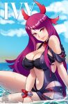 1girl 1girl alluring big_breasts female_only fire_emblem fire_emblem_engage hakuramen intelligent_systems ivy_(fire_emblem) nintendo purple_hair swimsuit tagme