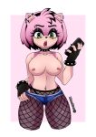 amy_rose black_gloves cellphone green_eyes mobian_(species) more_star tagme