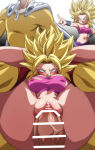 1boy 1boy1girl 1girl 1girl breasts caulifla crossover cum cum_in_pussy domination dragon_ball dragon_ball_super full_nelson one-punch_man pussy rom saitama strong super_saiyan tears vaginal_penetration
