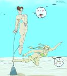  2girls air_bubbles big_breasts bikini bondage breasts cammy_white capcom chun-li drowning female female_only human imdrtoxic multiple_girls ocean sea street_fighter swimming underwater water 