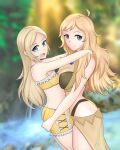 2_girls adapted_costume alluring alternate_costume asymmetrical_docking bikini bikini_shorts black_bikini blue_eyes breast_press female_focus fire_emblem fire_emblem_awakening fire_emblem_fates fire_emblem_warriors grandmother_and_granddaughter grey_eyes hair_down hayato_stuff high_res hugging intelligent_systems lissa_(fire_emblem) long_hair medium_breasts multiple_girls nintendo ophelia_(fire_emblem) sarong shorts small_breasts swimsuit yellow_bikini