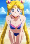 1girl adult_swim alluring bare_legs beach bikini bishoujo_senshi_sailor_moon_r bishoujo_senshi_sailor_moon_r_the_movie bishoujo_senshi_sailor_moon_s bishoujo_senshi_sailor_moon_s_the_movie bishoujo_senshi_sailor_moon_supers bishoujo_senshi_sailor_moon_supers_the_movie blue_bikini blue_sky cleavage medium_breasts ocean pink_and_blue_bikini posing sepia_tone_(artist) toei_animation toonami two_color_bikini two_tone_bikini usagi_tsukino viz_media