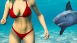 artist_request femsub grand_theft_auto grand_theft_auto_v huge_tits leaning leaning_to_the_side nameless_character red_bikini shark swimming unbothered underwater unnamed_character