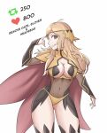 1girl 1girl 1girls aged_up alluring ass_visible_through_thighs bare_thighs big_breasts blonde_hair bodystocking cape cleavage english_text female_only fire_emblem fire_emblem_fates grey_eyes grin hayato_stuff intelligent_systems long_hair meme nintendo ophelia_(fire_emblem) panties smile smug stockings stripping text thick_thighs thighs twitter_strip_game under_boob underwear undressing very_long_hair yellow_panties