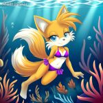 1girl ai ai_generated cartoolover cartoon fanart female fox miles_"tails"_prower millie_tailsko mobians.ai sea sega solo sonic_(series) sonic_the_hedgehog_(series) tails_the_fox tailsko underwater
