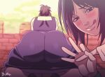 2_girls animated attack_on_titan black_hair brown_hair butt_focus d-art dat_ass gabi_braun horny horny_face naughty_face pieck_finger wink you_gonna_get_raped yuri