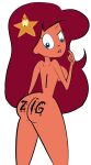  1girl 2025 ass atomickingboo barefoot bodypaint bra breasts edit female_only lipstick marina_(zig_and_sharko) nude nude_female panties red_hair sexy sexy_ass sideboob starfish white_background xilam zig_and_sharko 