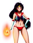 1girls :t adult_swim alluring athletic_female bare_shoulders bikini bishoujo_senshi_sailor_moon bishoujo_senshi_sailor_moon_r bishoujo_senshi_sailor_moon_r_the_movie bishoujo_senshi_sailor_moon_s bishoujo_senshi_sailor_moon_s_the_movie bishoujo_senshi_sailor_moon_supers bishoujo_senshi_sailor_moon_supers_the_movie black_hair bow bra cameltoe choker cleavage collarbone cowboy_shot earrings elbow_gloves female_focus fire fit_female gloves grimbyslayer groin hand_on_own_hip high_res holding holding_ofuda jewelry long_hair magical_girl medium_breasts navel ofuda panties purple_eyes red_bikini rei_hino sailor_collar sailor_mars simple_background standing star_(symbol) star_earrings stomach swimsuit tiara toei_animation toonami transparent_background underwear underwear_only viz_media white_background white_gloves