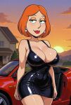 family_guy huge_breasts latex_dress lois_griffin no_bra thighs