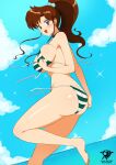 1girl 1girl adult_swim alluring ass beach big_breasts bikini bishoujo_senshi_sailor_moon bishoujo_senshi_sailor_moon_r bishoujo_senshi_sailor_moon_r_the_movie bishoujo_senshi_sailor_moon_s bishoujo_senshi_sailor_moon_s_the_movie bishoujo_senshi_sailor_moon_supers bishoujo_senshi_sailor_moon_supers_the_movie brown_hair butt_crack feet green_eyes high_res kaos_art leg_lift legs looking_at_viewer makoto_kino ocean open_mouth ponytail sideboob smile swimsuit thighs toei_animation toonami viz_media water