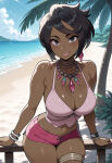 ai_generated beach curvy curvy_female curvy_figure dark-skinned_female olivia_(pokemon) pokemon pokemon_sm
